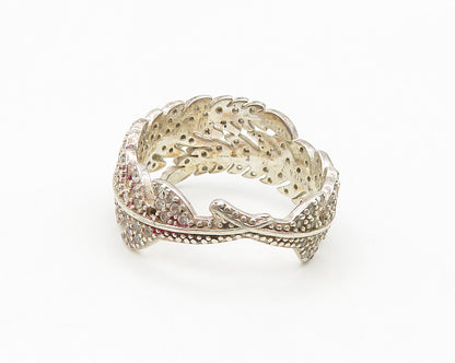 LUCKY DELICATES 925 Sterling Silver Topaz Floral Leaf Bypass Ring Sz 7  RG18249