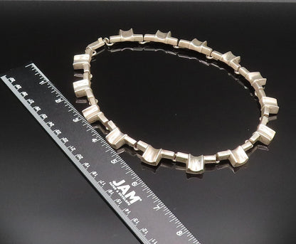 ALICIA MEXICO 925 Sterling Silver Vintage Heavy Concave Link Necklace  NE3928