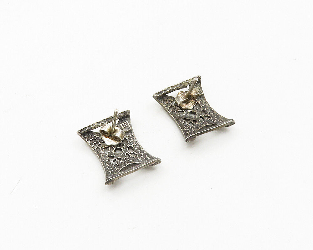 925 Sterling Silver  Vintage Dark Tone Open Design Drop Earrings  EG9452