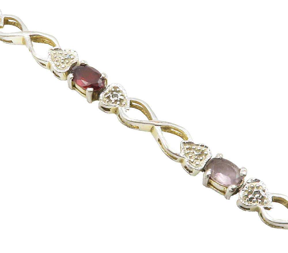 925 Sterling Silver  Genuine Diamonds & Multi Gemstone Chain Bracelet  BT5826
