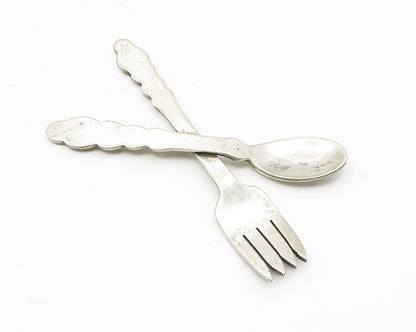 MEXICO 925 Sterling Silver  Vintage Shiny Petite Fork & Spoon Trinket  TR1837
