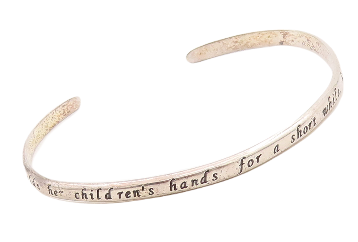 925 Sterling Silver Vintage Bracelet Solid Etched Mother's Love Cuff  BT10675