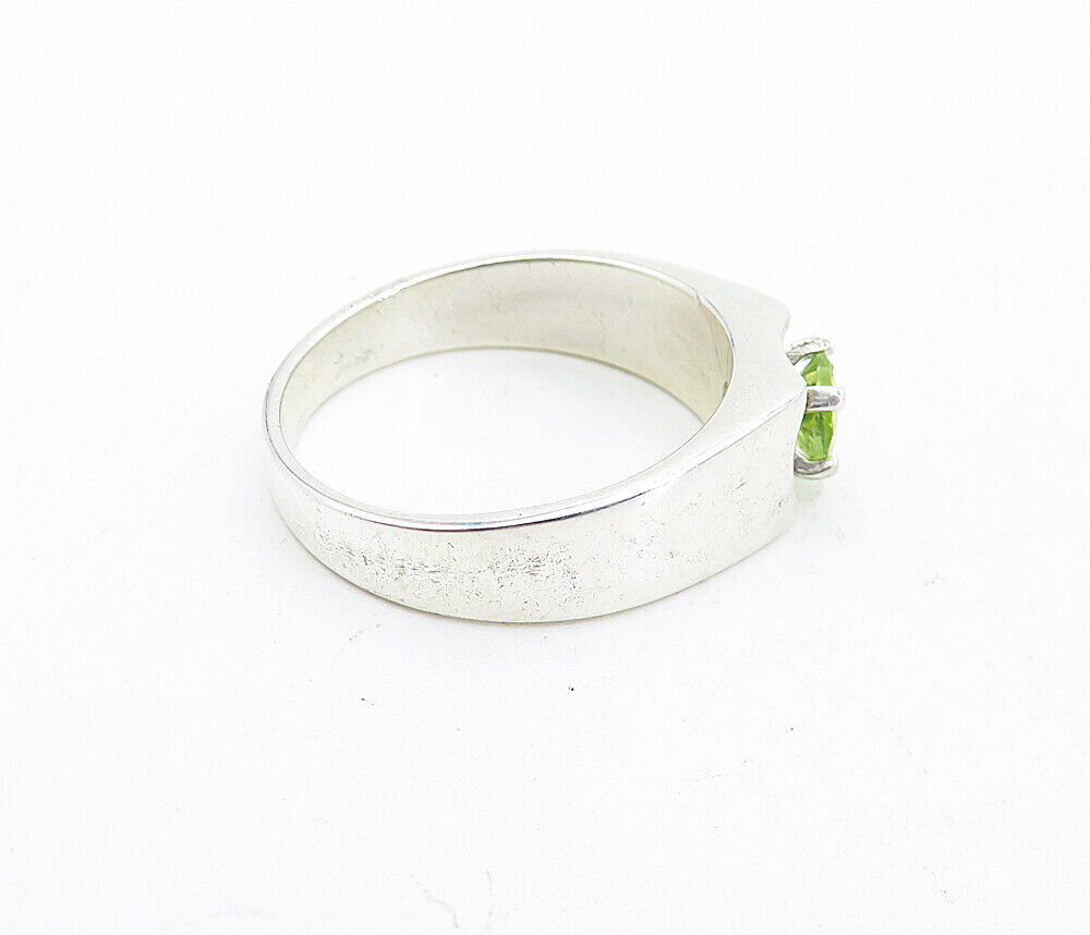 925 Sterling Silver  Prong Set Peridot Shiny Solitaire Ring Sz 10  RG5665