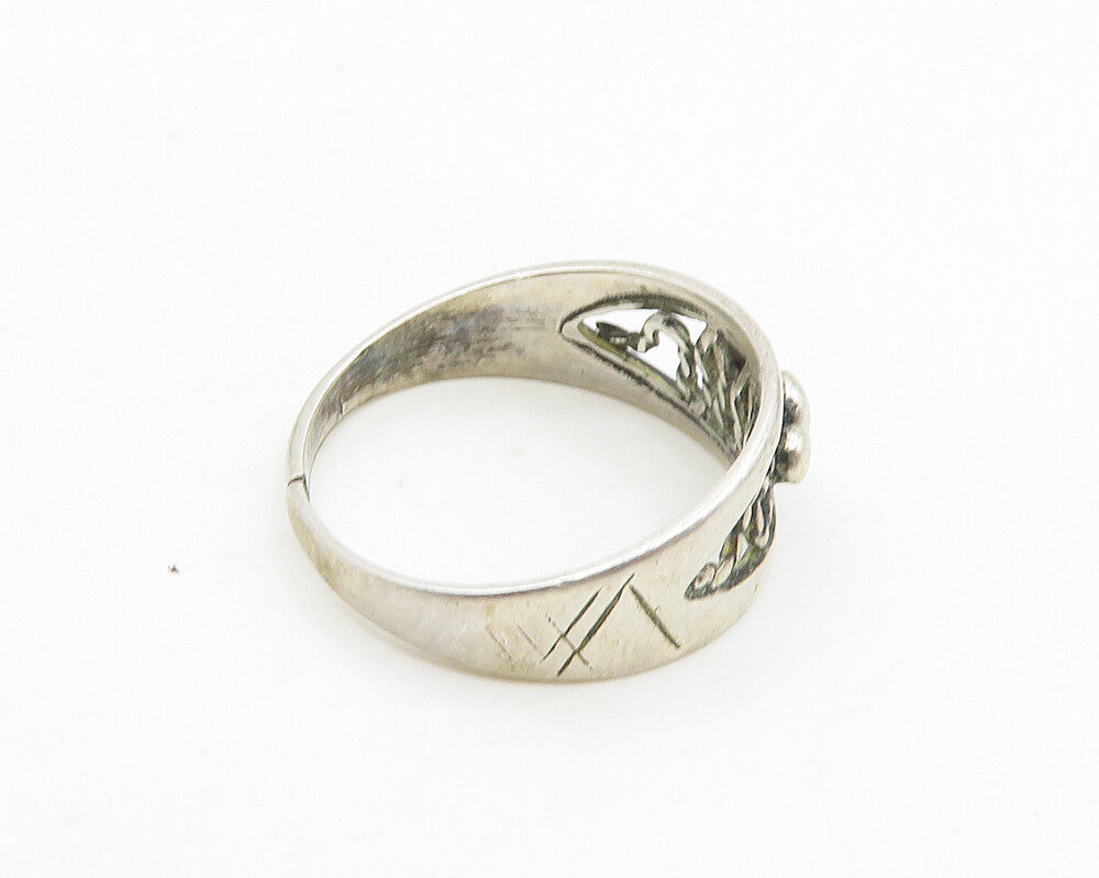 925 Sterling Silver  Vintage Rope Twist Swirl Detail Band Ring Sz 6  RG18789