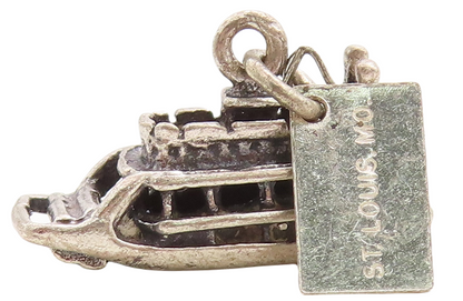 925 Sterling Silver Vintage Pendant 3D Carved Cruise Ship Charm  PT23740