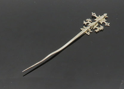 925 Sterling Silver  Vintage Shiny Diamond Cut Detail Lapel Pin  TR2744