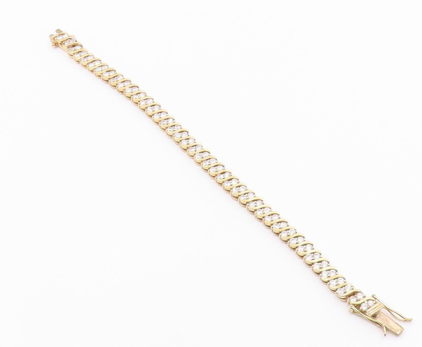 925 Sterling Silver  Petite Topaz Gold Plated Swirl Chain Bracelet  BT5244