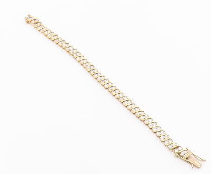 925 Sterling Silver  Petite Topaz Gold Plated Swirl Chain Bracelet  BT5244