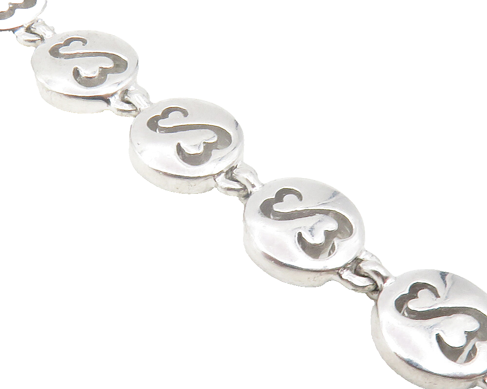 925 Sterling Silver  Shiny Cutout Infinity Love Heart Chain Bracelet  BT4735