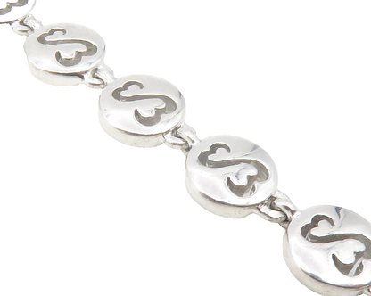 925 Sterling Silver  Shiny Cutout Infinity Love Heart Chain Bracelet  BT4735