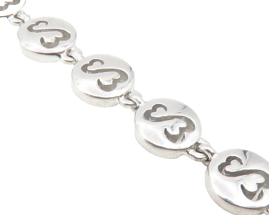 925 Sterling Silver  Shiny Cutout Infinity Love Heart Chain Bracelet  BT4735