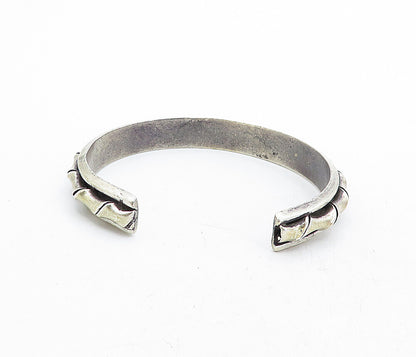 MEXICO 925 Sterling Silver  Vintage Dark Tone Twist Oval Cuff Bracelet  BT1953