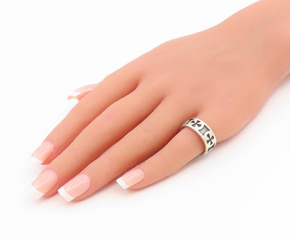 925 Sterling Silver Vintage Ring Religious Cross Cutout Band  Sz 5.5  RG35155