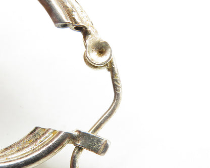925 Sterling Silver  Vintage Shiny Fluted Round Hoop Earrings  EG9549