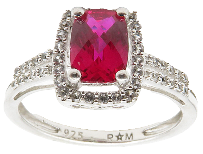 925 Sterling Silver  Pink & White Topaz Solitaire Accent Ring Sz 7  RG13333
