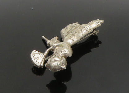 LANG 925 Sterling Silver  Vintage Shiny Woman With Hand Fan Brooch Pin  BP9143