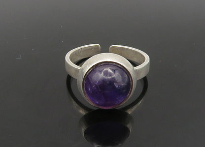 FINLAND 925 Silver   Vintage Cabochon Cut Amethyst Band Ring Sz 6.5  RG23022