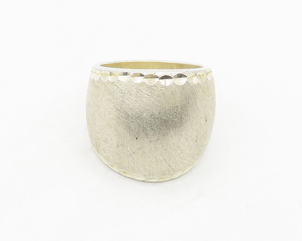 EURSA 925 Sterling Silver  Vintage Diamond Cut Border Band Ring Sz 8  RG17717
