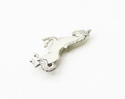 BEAU 925 Sterling Silver  Vintage Galloping Horse Motif Brooch Pin  BP6952