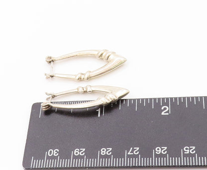 925 Sterling Silver Vintage Earrings Shiny Hollow Fluted Detail Hoops EG13553