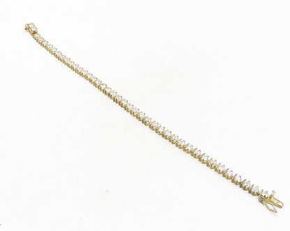 ROSS SIMON 925 Silver  Vintage Sparkling Topaz Tennis Chain Bracelet  BT4197