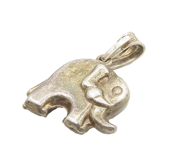 925 Sterling Silver  Vintage Petite Hollow Elephant Animal Pendant  PT15343