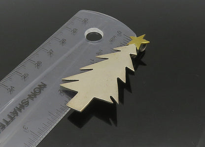 MEXICO 925 Silver  Vintage Two Tone Christmas Tree & Star Brooch Pin  BP8743