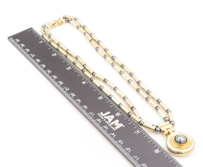 ANTIOCH 925 Silver Vintage Hematite Gold Plated Bar Chain Necklace  NE1771