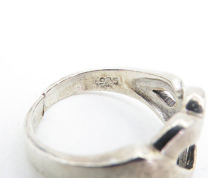 925 Sterling Silver  Vintage Open Infinity Love Heart Band Ring Sz 5.5  RG3821