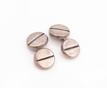 925 Sterling Silver Vintage Cuff Links MEXICO Nail Head Design Carved  TR3947