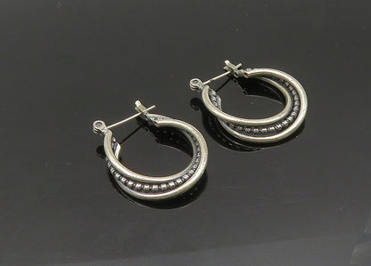 925 Sterling Silver  Vintage Petite Split Shank Round Hoop Earrings  EG10295
