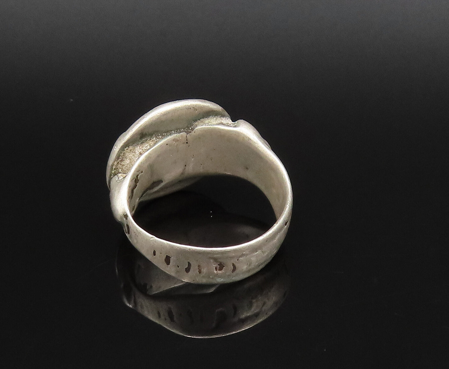 925 Silver  Vintage Antique Multi Dotted Rope Twist Circle Ring Sz 8  RG25831