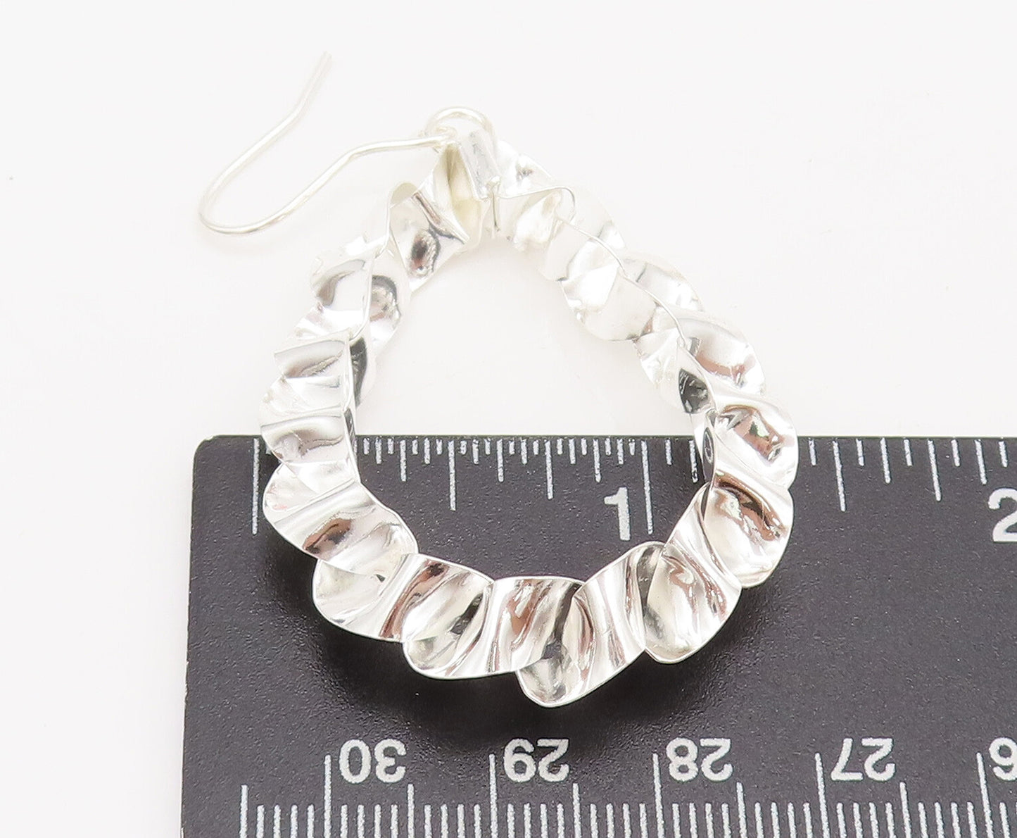 925 Sterling Silver  Vintage Modernist DNA Twist Solid Hoop Earrings  EG12773