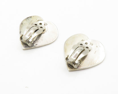MEXICO 925 Sterling Silver  Vintage Love Heart Non Pierce Earrings  EG7235