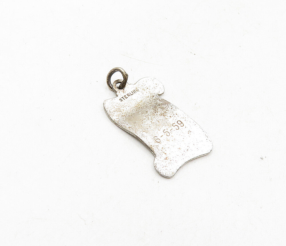 925 Sterling Silver  Vintage Dark Tone Etched Diploma Scroll Pendant  PT6831