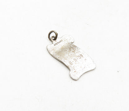925 Sterling Silver  Vintage Dark Tone Etched Diploma Scroll Pendant  PT6831