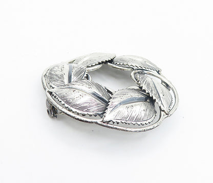 DANECRAFT 925 Sterling Silver  Vintage Shiny Floral Wreath Brooch Pin  BP2974