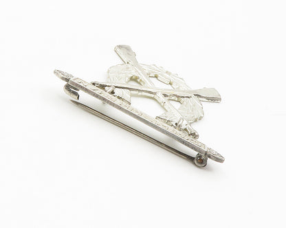 925 Sterling Silver  Vintage Shiny Expert Rifleman Wreath Brooch Pin  BP5726