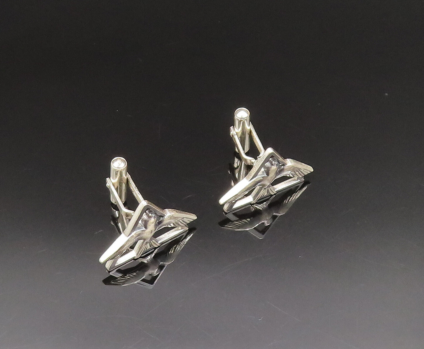 CREED 925 Silver  Vintage Religious Flying Dove Birds Cuff Links  TR3408