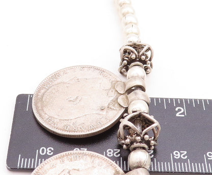 Solid Silver Vintage Antique Indian Rupee Coin Chain Necklace  NE1486