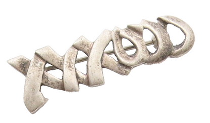 925 Sterling Silver  Vintage Carved XXXOOO Hugs & Kisses Brooch Pin  BP9829
