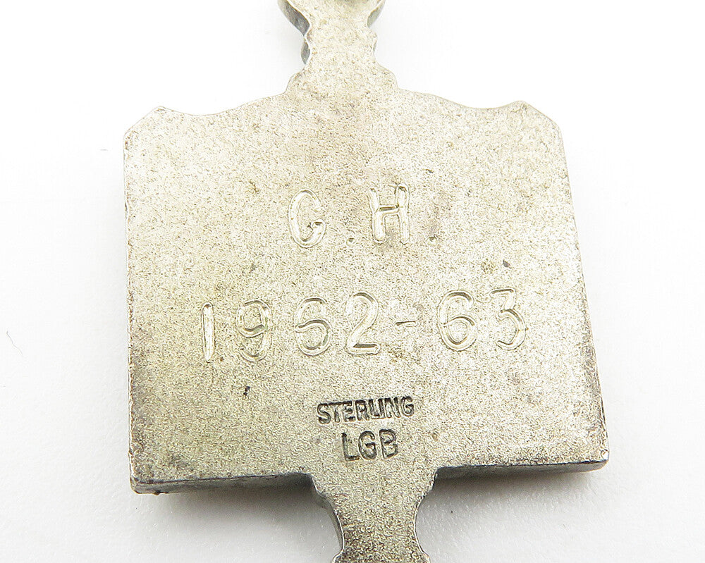 925 Sterling Silver  Vintage Oxidized American University Pendant  PT8352