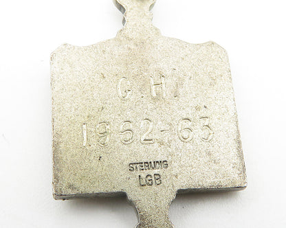 925 Sterling Silver  Vintage Oxidized American University Pendant  PT8352