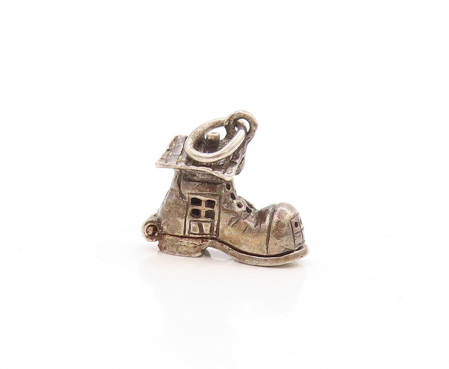 925 Sterling Silver Vintage Pendant Boot Family Home Charm (OPENS)  PT23855