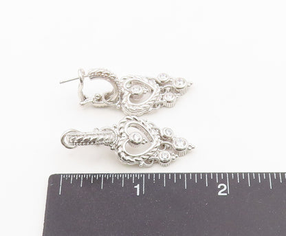 925 Sterling Silver Vintage Earrings JUDITH RIPKA CZ Love Heart Drop  EG14495