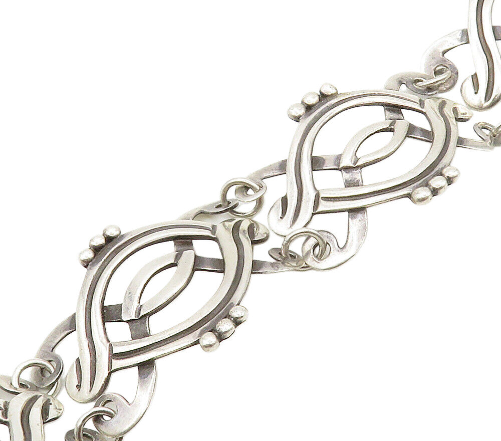 PEDRO CASTILLO 925 Silver  Vintage Open Swirl Design Chain Bracelet  BT6344