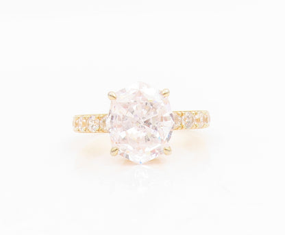 925 Sterling Silver Vintage Ring Gold Plated Elegant CZ Band  Sz 7  RG35015