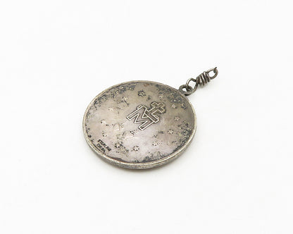THEDA 925 Silver  Vintage Antique Miraculous Medal Virgin Mary Pendant PT14903