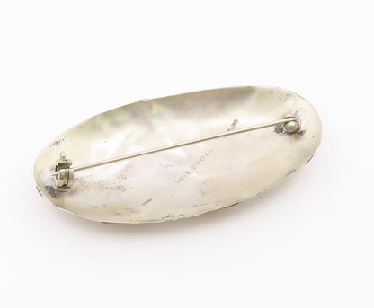LOUIS BOOTH 925 Sterling Silver  Vintage Shiny 2 Tone Dome Brooch Pin  BP5286