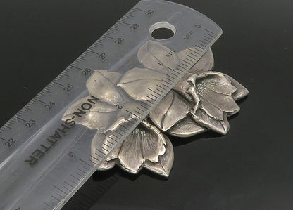 MANFREDI 925 Sterling Silver Vintage Dark Tone Flowers Motif Brooch Pin BP9064